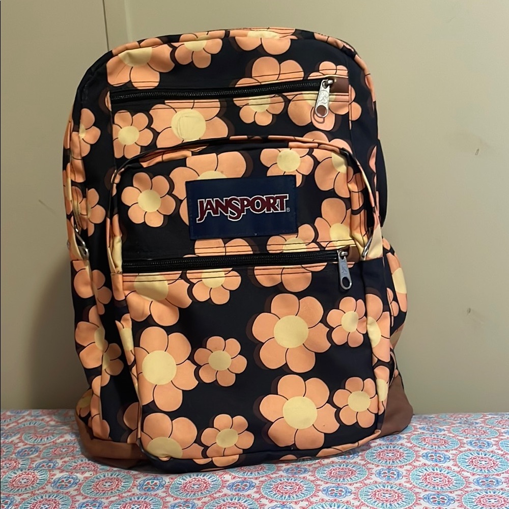 Jansport Kids Backpack - Black and Orange Floral